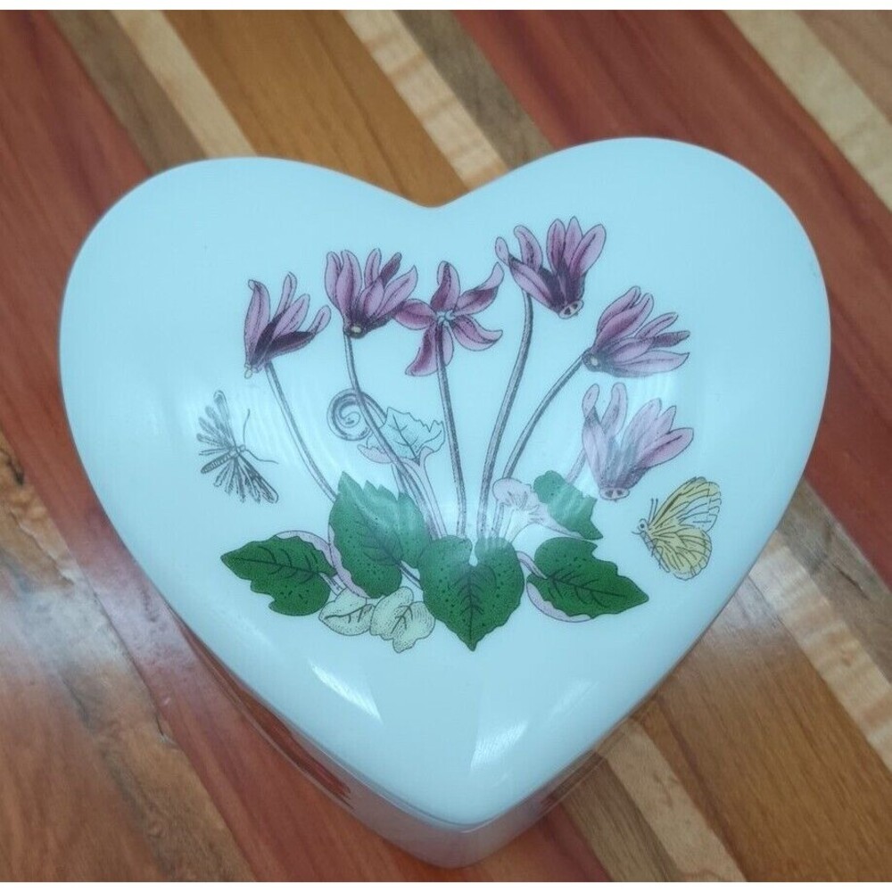 Portmeirion Botanic Garden Susan Williams-Ellis Cyclamen Trinket Box Heart Shape